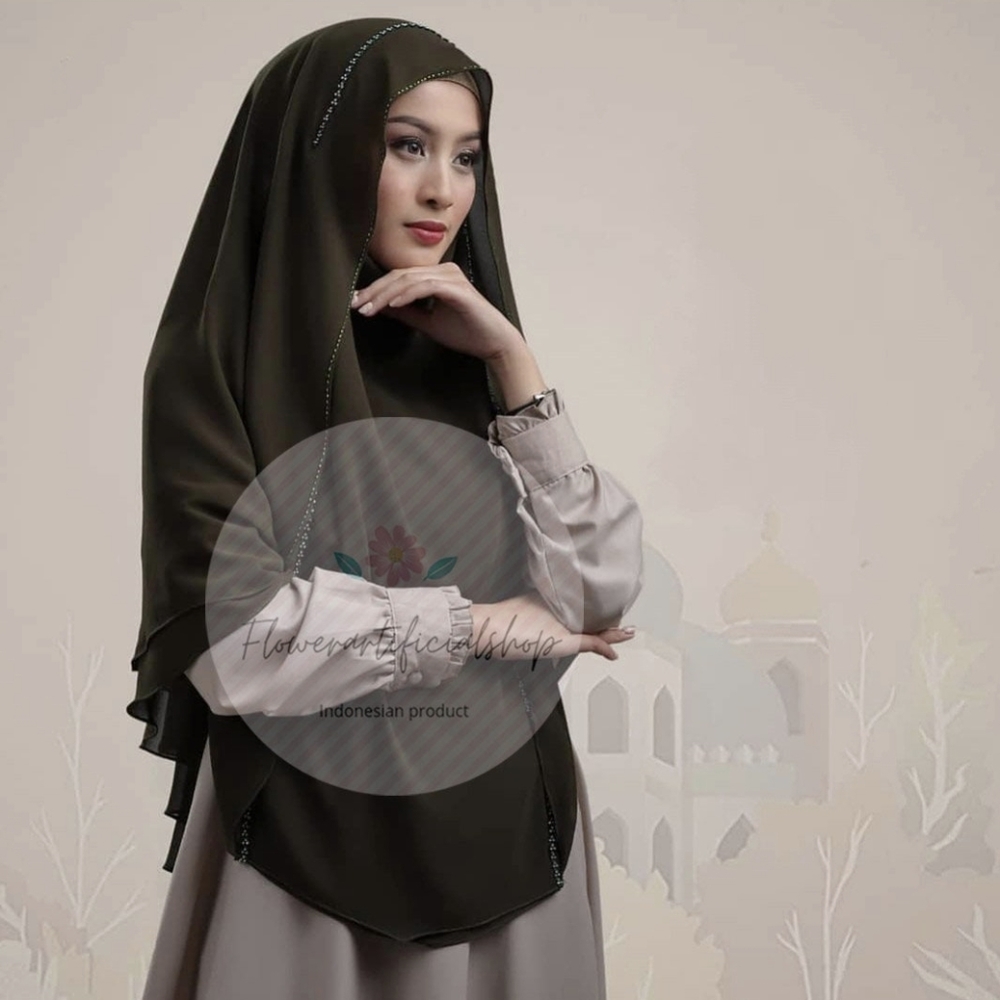 Army green - Swarovski instant hijab